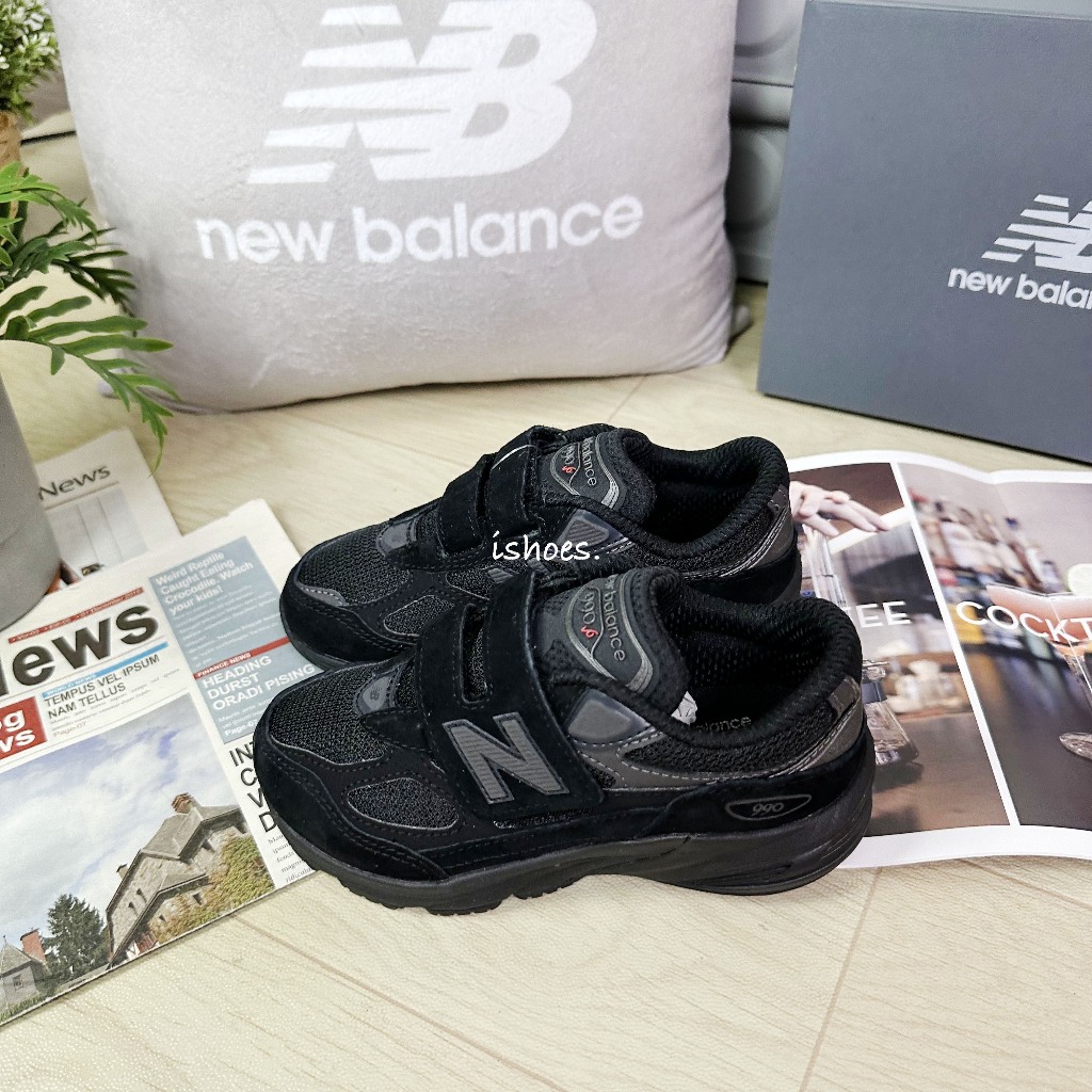 【整理品】美品 NEW BALANCE PV990BK6 キッズ スニーカー 現貨iShoes正品New Balance 990 中童v6 全黑魔鬼氈童鞋運動鞋