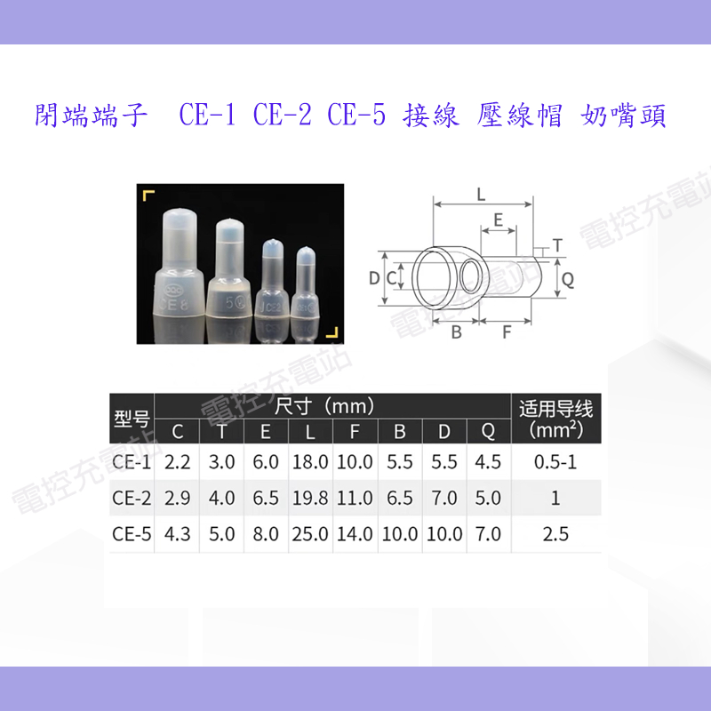 閉端端子 CE-1 CE-2 CE-5 接線 壓線帽 奶嘴頭 接線端子 絕緣端子 接線帽 連接器端子 | 蝦皮購物