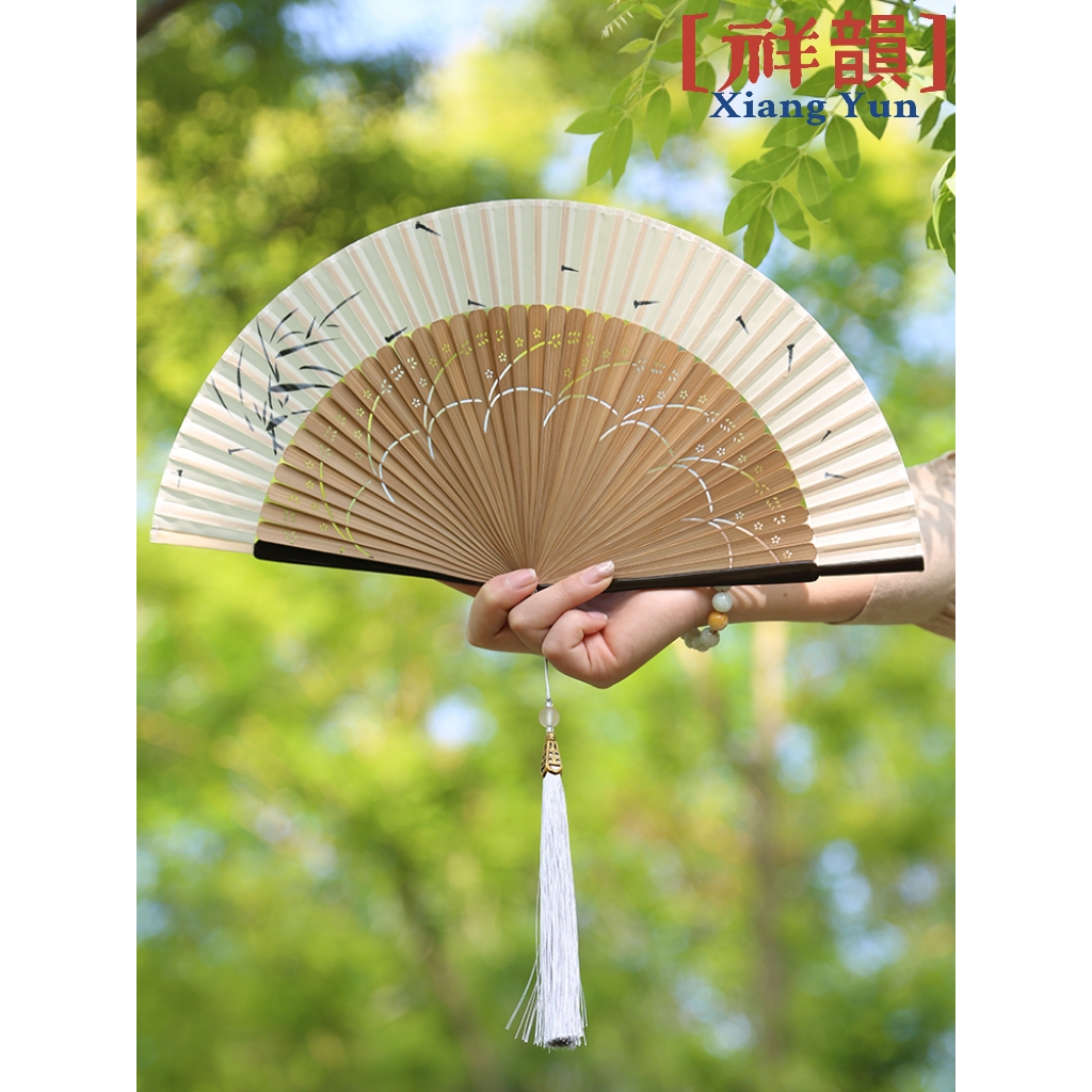 【祥·韻】古風摺扇 新中式女扇 中國風扇 摺疊 便攜 古典舞小扇子 竹扇 古風扇 流蘇扇 手扇 紀念品 禮物 扇子 | 蝦皮購物