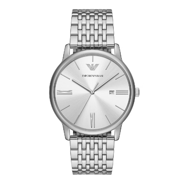 EMPORIO ARMANI 亞曼尼 Minimalist系列 AR11599 極簡月光銀日曆手錶 銀 42MM | 蝦皮購物