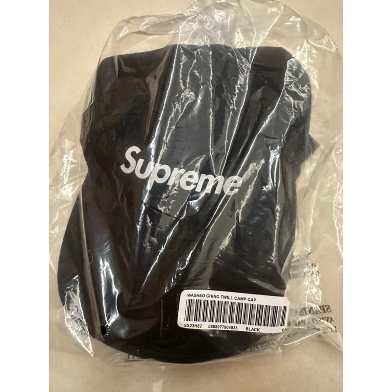 全新現貨黑色水洗23SS SUPREME Washed Chino Twill Camp Cap 帽子老帽