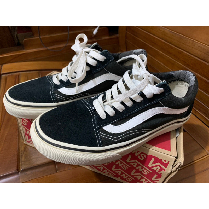 VANS OLD SKOOL BLACK 基本款黑白二手23CM | 蝦皮購物