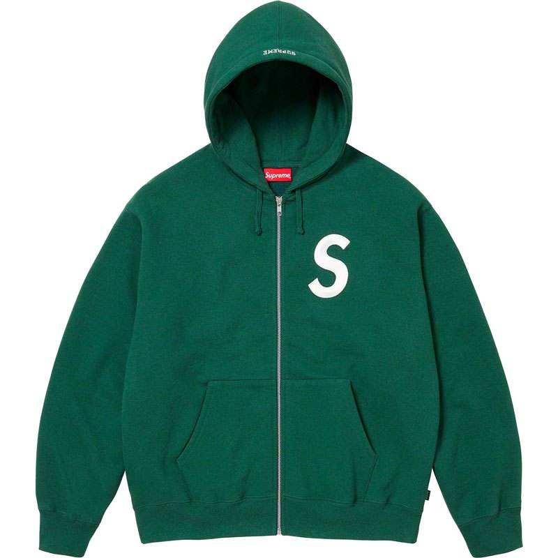 SUPREME FW23 S LOGO ZIP UP HOODED SWEATSHIRT 連帽外套(綠色) 化學