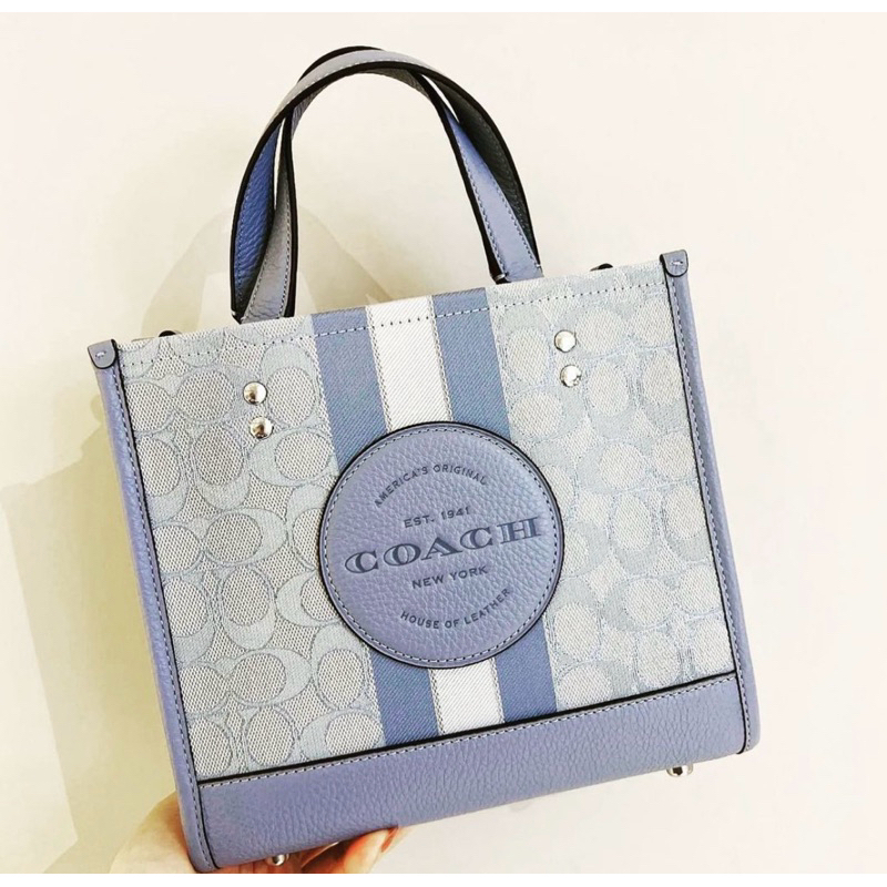 [拆封二手] COACH Dempsey Field tote 22 霧霾藍 手提包 斜背包 紙袋包 | 蝦皮購物