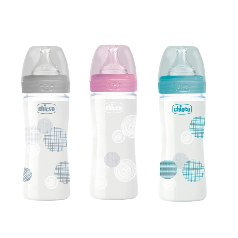 chicco-舒適哺乳-防脹氣玻璃奶瓶240ml(小單孔)