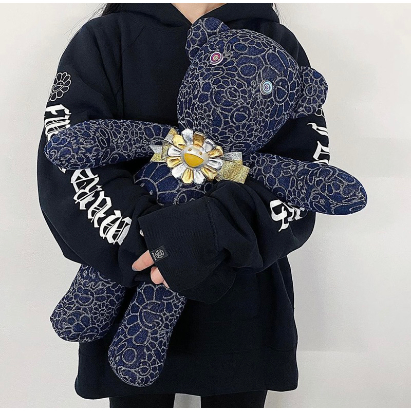 村上隆#牛仔泰迪熊Flowers and Skulls Jacquard Denim Teddy Bear