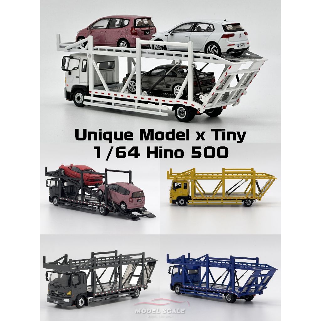 模例】Unique Model × Tiny 1/64 Hino 500 雙層運輸車| 蝦皮購物