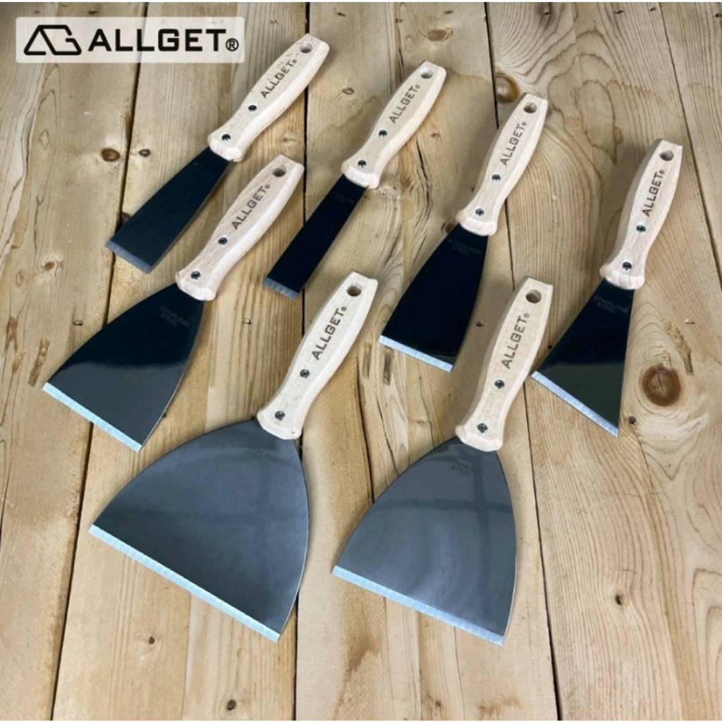 【ALLGET】高硬度不鏽鋼刮刀 油漆刮刀 鏟刀 漆刀 刮漆 鏟壁癌 除殘膠 白鐵刮刀 木柄刮刀 尺寸齊全 | 蝦皮購物