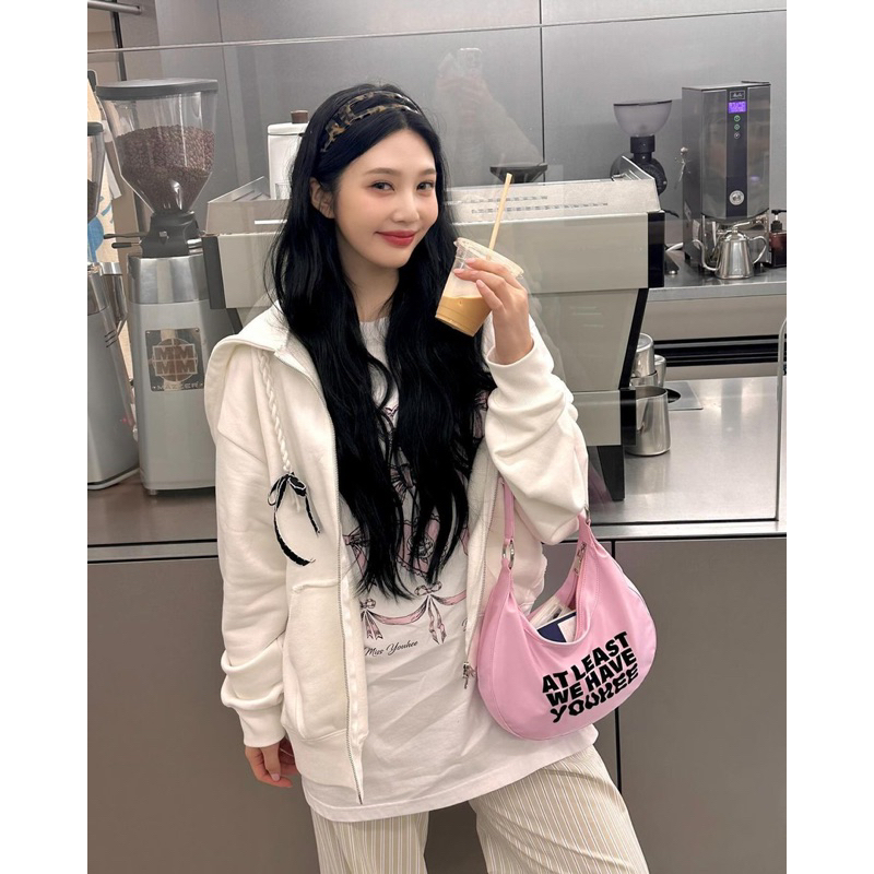 📌 預購韓國代購YOUHEE RIBBON HOOD 麻花抽繩蝴蝶結無刷毛連帽