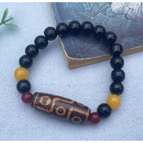 超珍品激レア！‼︎ 老礦石　佛目龍六眼天珠 天然海蓝宝108佛珠颜色：魔鬼蓝尺寸：6mm 描述: 毕业级108颗佛珠