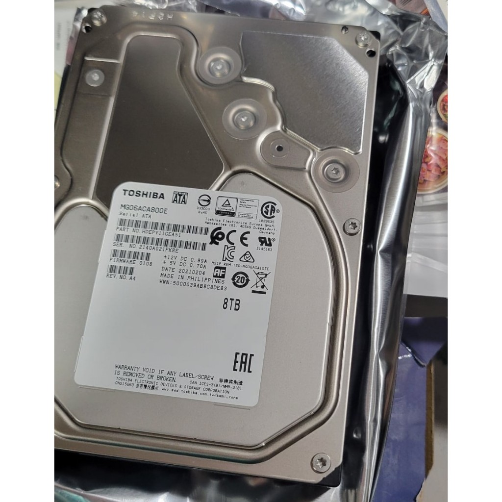 庫存全新TOSHIBA 8TB 企業碟 MG06ACA800E僅拆封測試(也可購買未拆品，有問題自行送保)4650元8T | 蝦皮購物