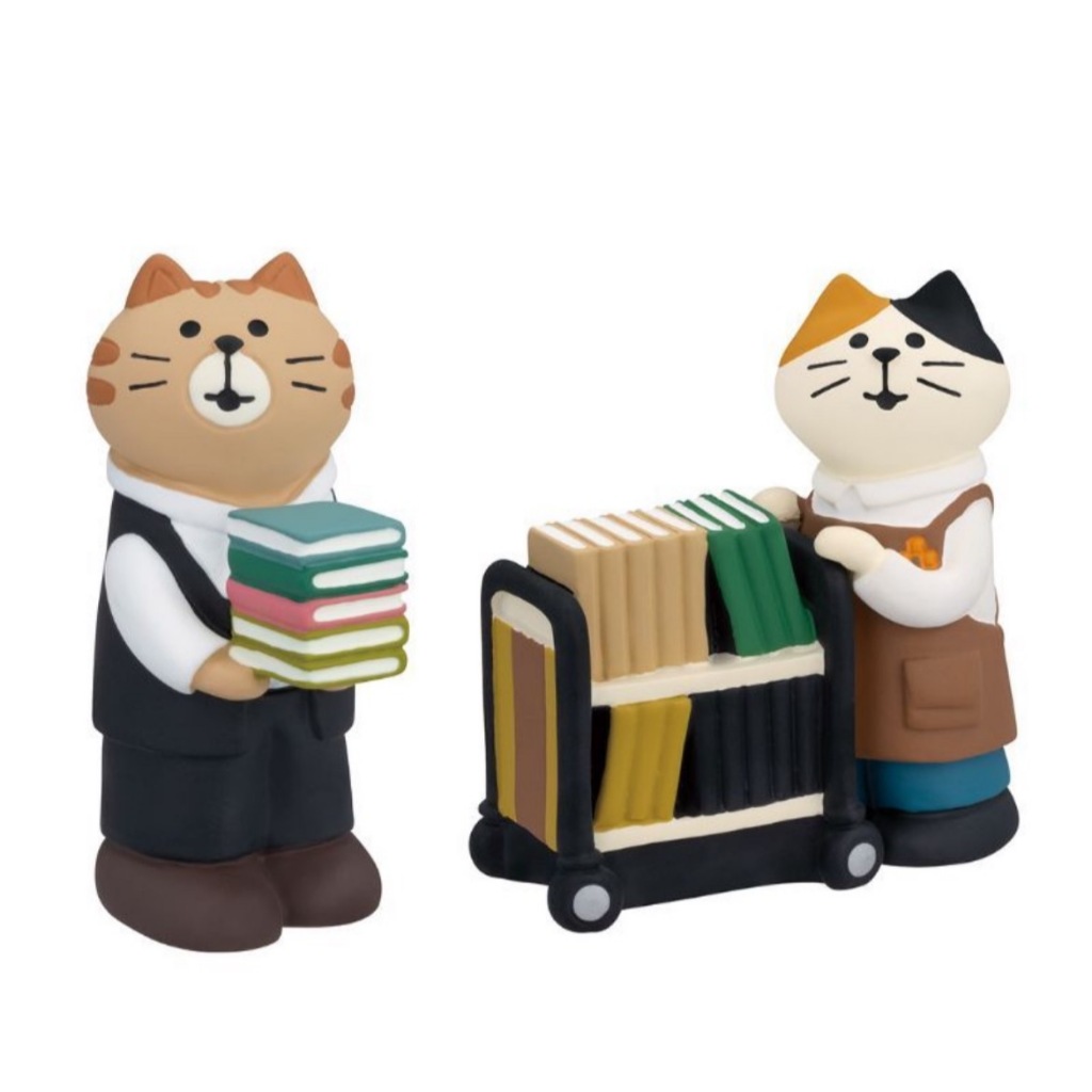 誠品獨家日本DECOLE 誠品書店的店員貓公仔組(推書車+手拿書