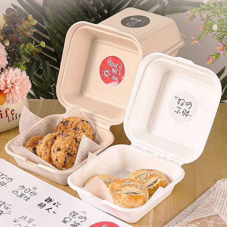 紙漿漢堡盒 方形漢堡盒 野餐盒 甜點盒 蛋糕盒 舒芙蕾盒 點心盒 麻糬盒 壽司便當盒 便當盒 一次性打包盒 可降解餐盒 | 蝦皮購物