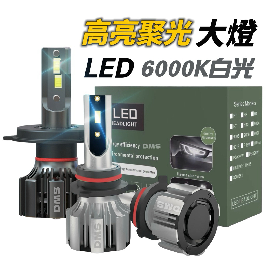 LED大燈 高亮聚光 DMS LED大燈 車燈H4 H7 H11 9005 9006 9012 HIR2汽車燈泡LED | 蝦皮購物
