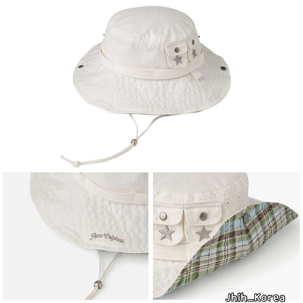 📌 現貨+預購韓國代購aeae SAFARI BUCKET HAT 星星口袋格紋點點漁夫帽