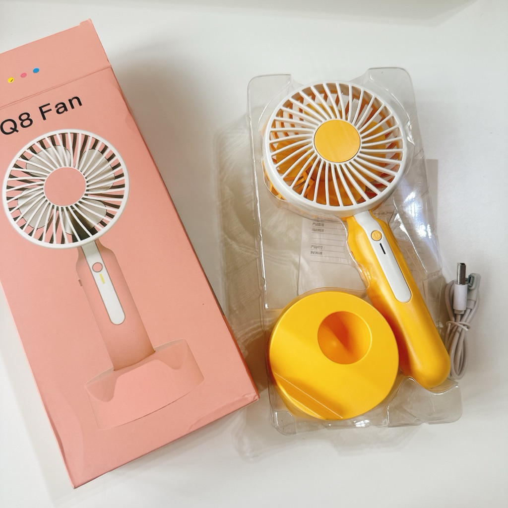 【全新】Q8 Fan手持風扇 桌面風扇 底座兩用 USB充電風扇 三段式風量 | 蝦皮購物