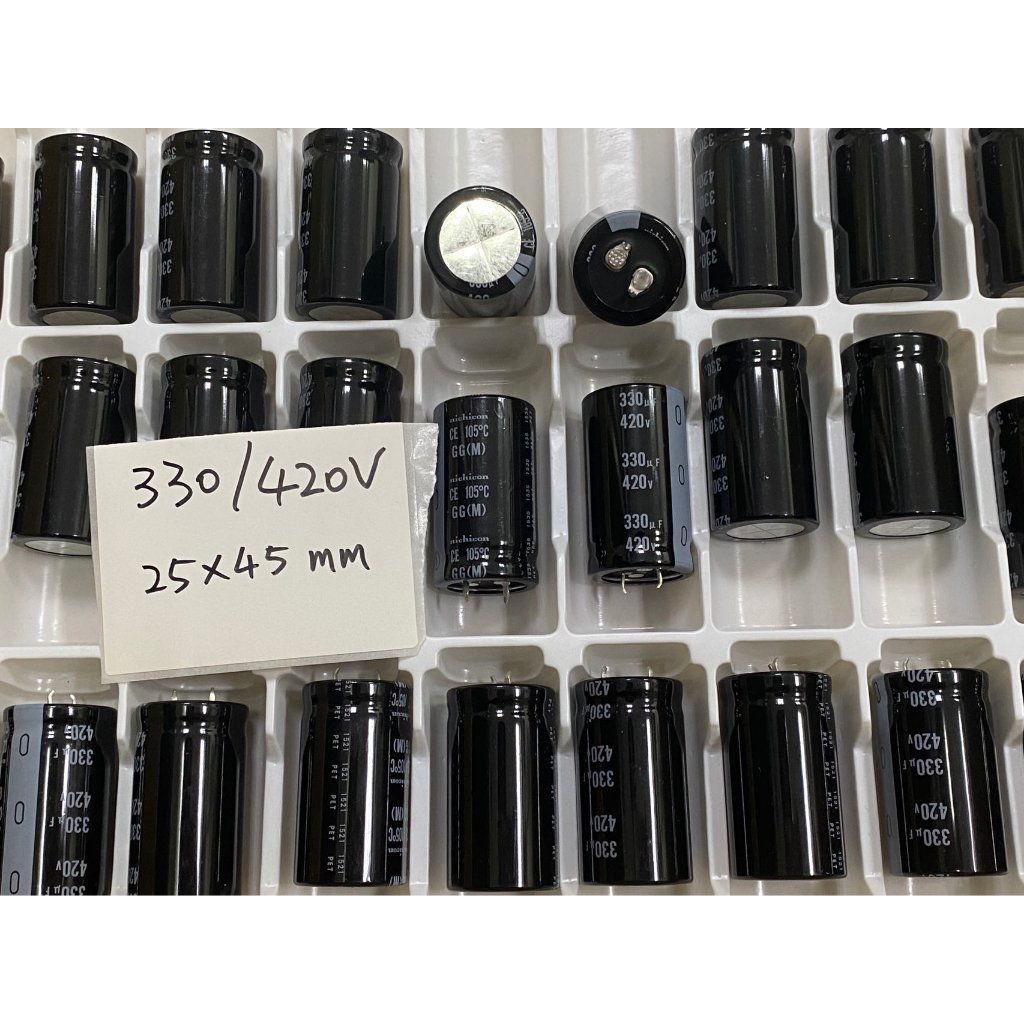 日本製 NICHICON 330uF/420V 尺寸 25X45mm 鋁質電解電容 牛角(SNAP)電容 | 蝦皮購物
