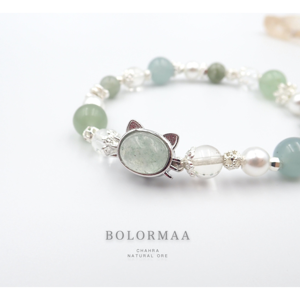 博洛馬 BOLORMAA 『 療癒、舒緩、滋養與顯化的美好象徵 』｜綠草莓_綠東陵_綠髮晶_葡萄石_白水晶_藍水玉_貝珠 | 蝦皮購物
