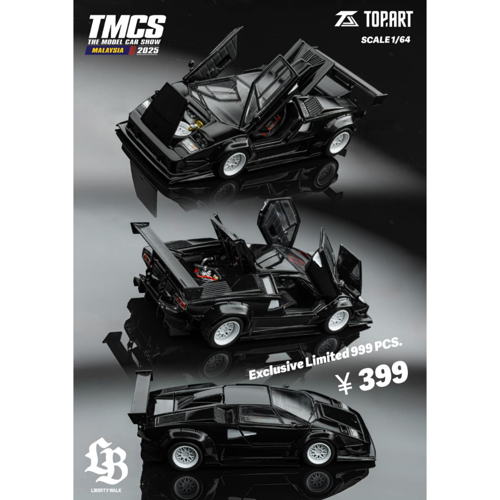 TOPART 1/64 LBWK ブラック　限定モデル TopArt 1/64 康塔什Countach LBWK 馬來西亞限定版珠光黑可全開合金模型
