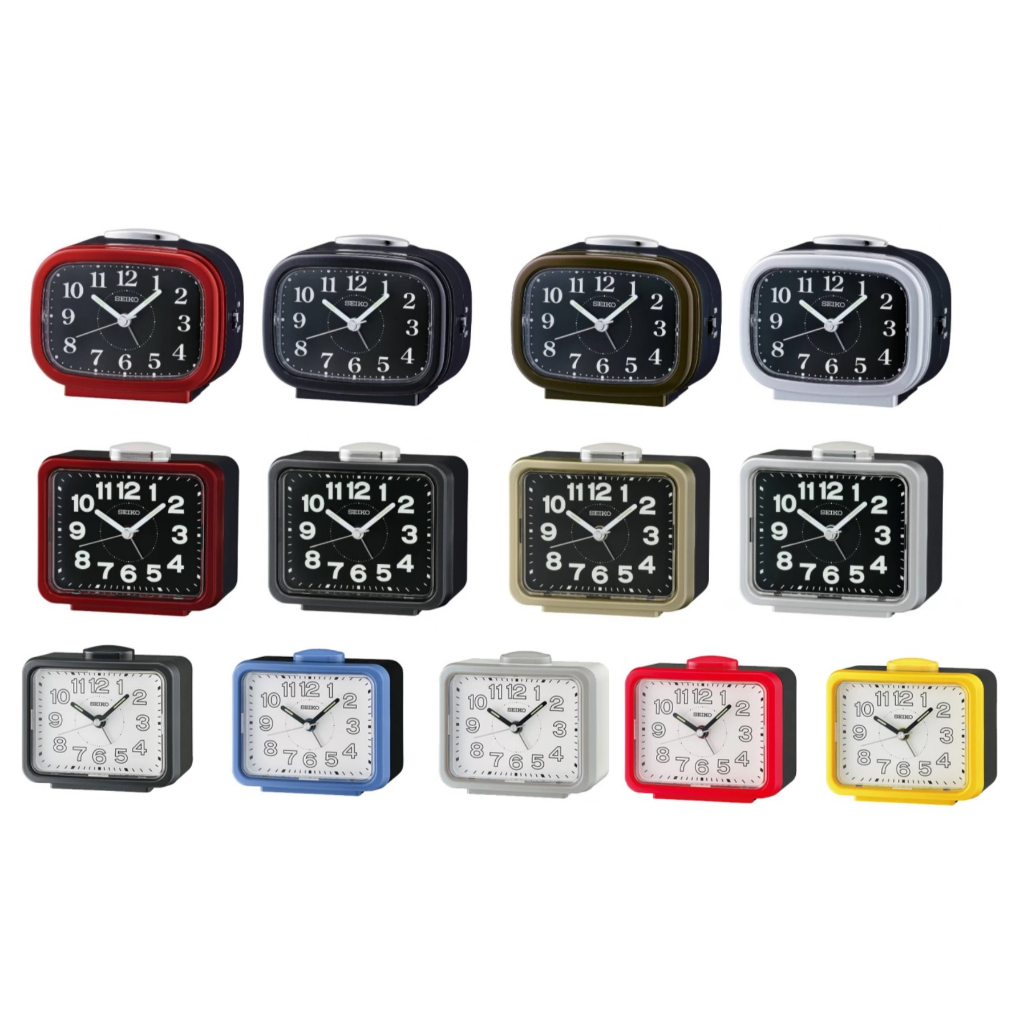 日本精工-SEIKO 方型夜光響鈴鬧鐘大聲公靜音式秒針鬧鐘QHK060 QHK061