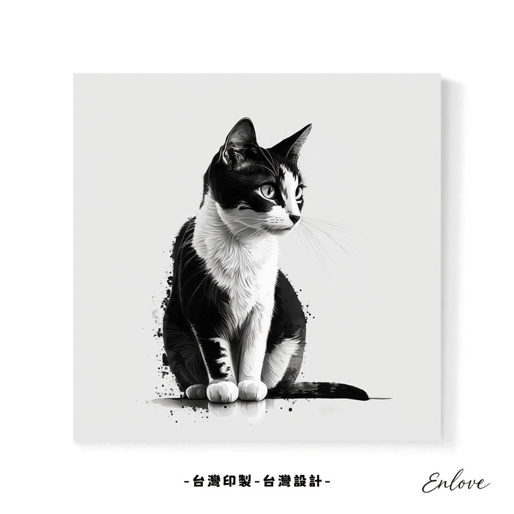 [ENLOVE] |台灣製作| 貓咪 北歐裝飾掛畫 無框畫 文青風木框掛畫 餐廳客廳 壁掛裝飾 禮物 小孩房 | 蝦皮購物