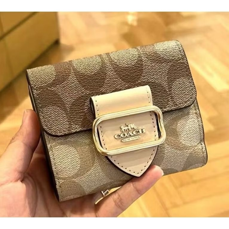 🇺🇲 ️美國正品全新 coach 經典印花拼牛皮女士短夾 卡夾 零錢包 | 蝦皮購物