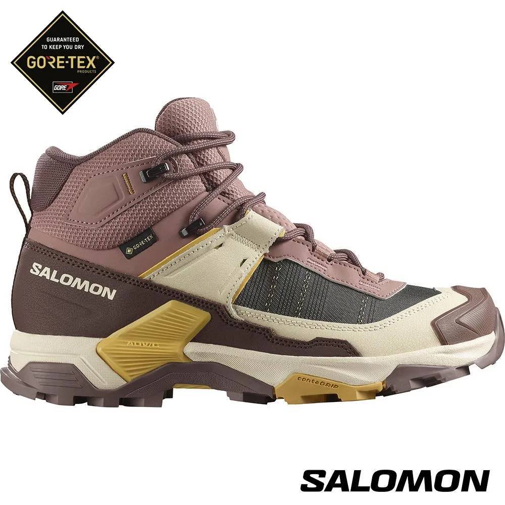 SALOMON 女X ULTRA 5 GTX 中筒登山鞋木紋棕/烘豆褐/藤棕-L47754400