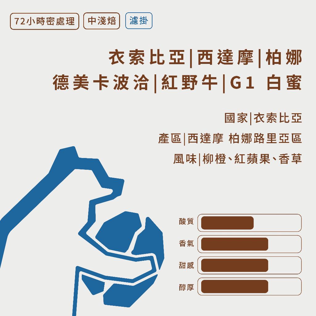 衣索比亞｜ 西達摩 ｜柏娜｜ 德美卡波洽｜ 紅野牛｜ G1 ｜白蜜｜濾掛咖啡 | 蝦皮購物