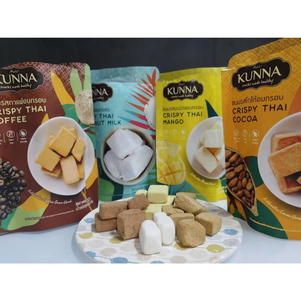 泰國🇹🇭 KUNNA CRISPY 凍乾 椰子 芒果 泰奶 咖啡 榴蓮 可可 25g | 蝦皮購物