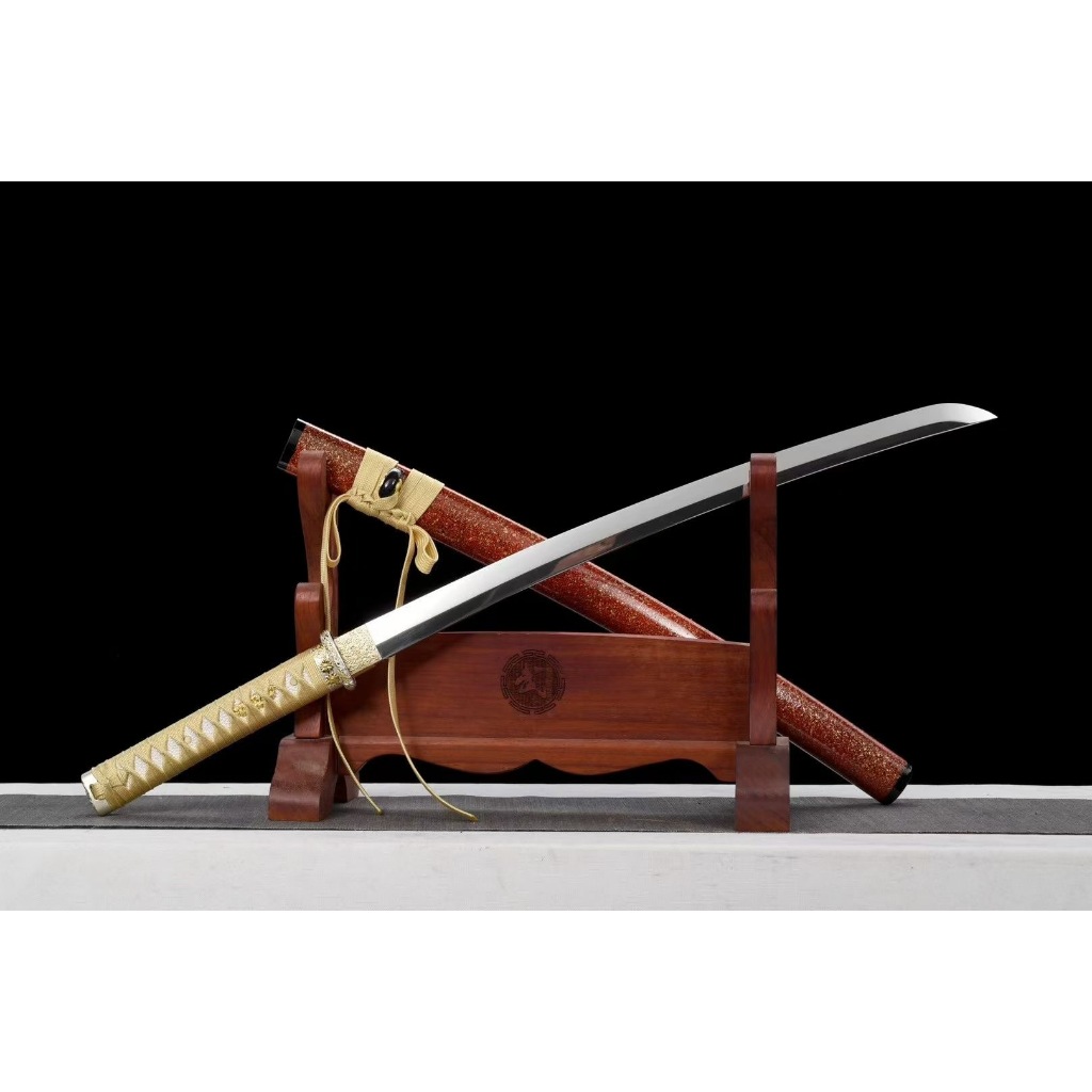 【葉字號】20寸紅蓮武士刀 鏡面款東洋武士劍 肋差 一體鍛打大太刀 小武士刃 居合道打刀 日式刀 硬刀 收藏擺件 未開刃 | 蝦皮購物