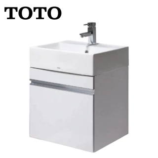 『CERAX洗樂適台南義林店』限量款!! TOTO 50CM抗汙面盆(L710CGUR)+鋁把手單門PVC發泡板浴櫃組
