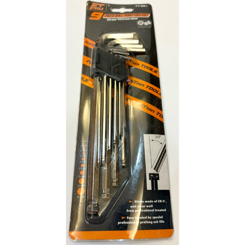 FT TOOLS 球頭六角扳手組 工具套組 CR-V鉻釩鋼材質 9件組 六角扳手 起子工具 扭力工具 FT-001 | 蝦皮購物