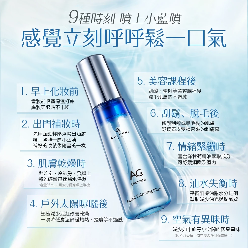 喚醒肌底光采：Cocochi AG 極潤導水舒緩噴霧 (AG Ultimate Hydrating Soothing Mist) 專業推薦指南