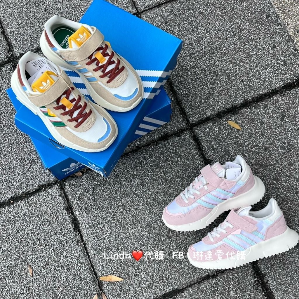Linda ️代購 ⚠️adidas RETROPY F2 運動鞋 童鞋 卡其 JR7989 粉 JR7990 魔鬼氈 | 蝦皮購物