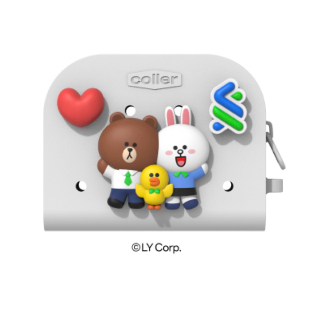 Line bank首刷禮 LINE FRIENDS COLLER 小收納包（灰）＋裝飾扣（×3入） | 蝦皮購物