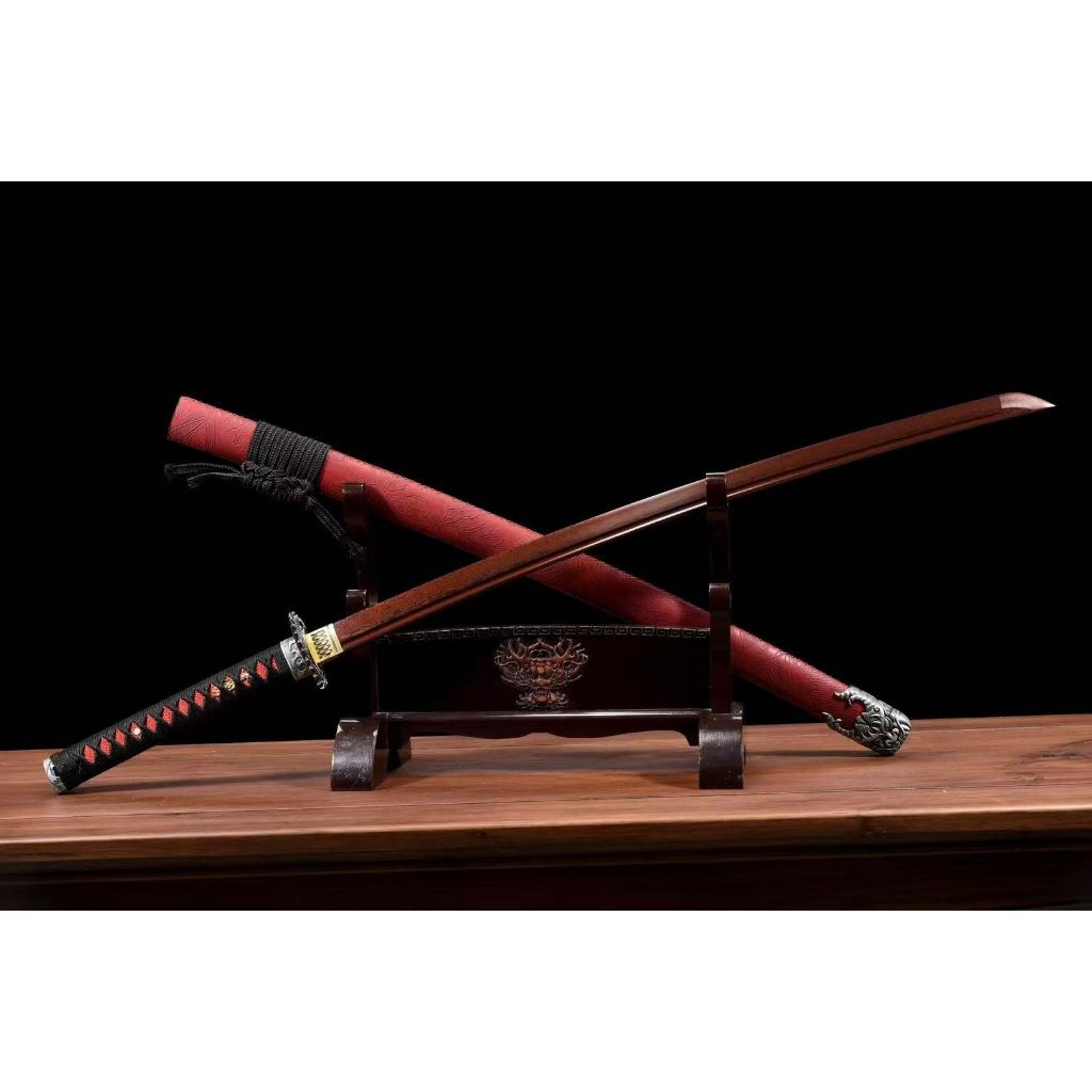 【典藏】26寸花紋鋼神火武士刀 一體刀 Katana 居合道 打刀 日式刀 太刀 收藏刀 中長硬刀 東洋刀 指揮刀未開刃 | 蝦皮購物