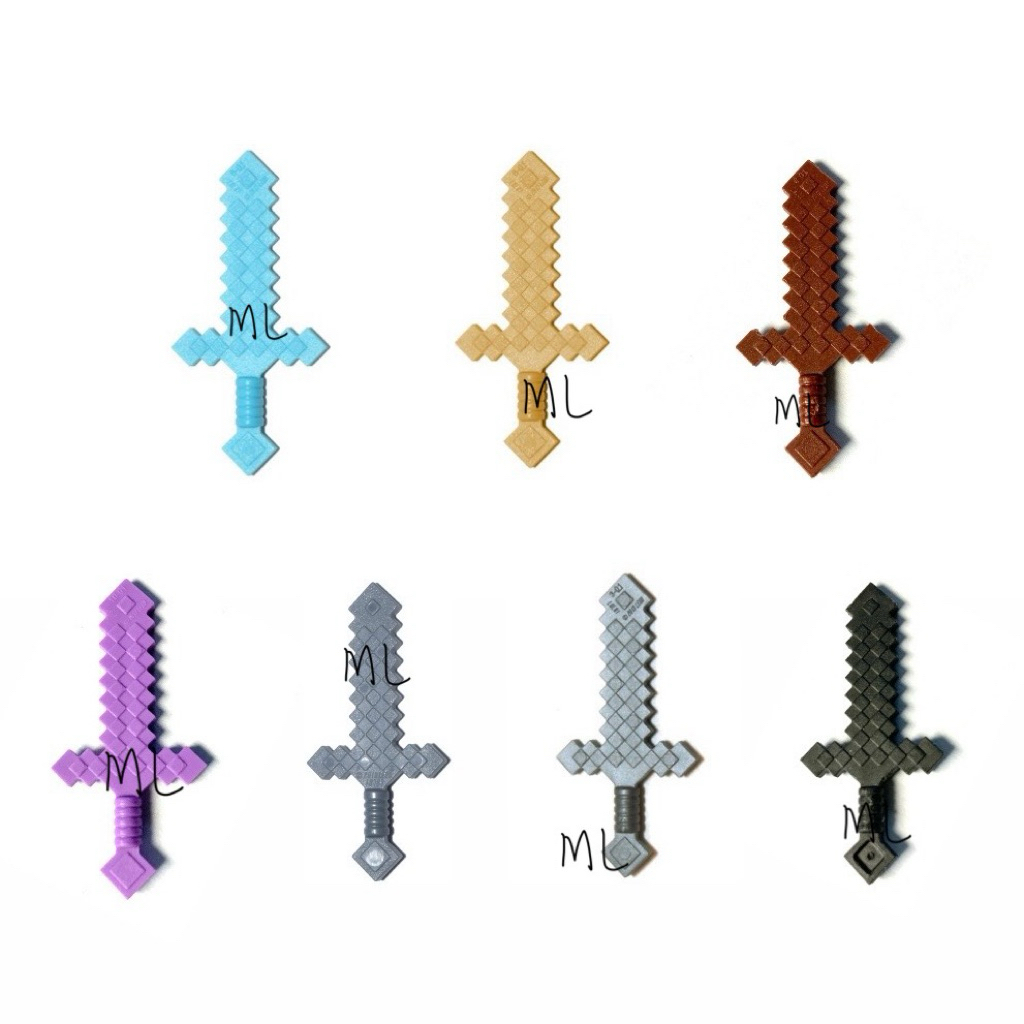 樂高LEGO 18787 劍 鑽石劍 金劍 木劍 鐵劍 深灰色 藍色 紫色 麥塊 Minecraft 創世神 武器 | 蝦皮購物