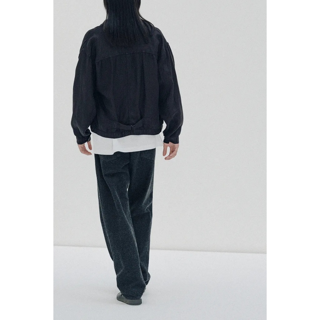 全新) KAPTAIN SUNSHINE / LINEN TRACKER JACKET 黑色38號25SS 亞麻