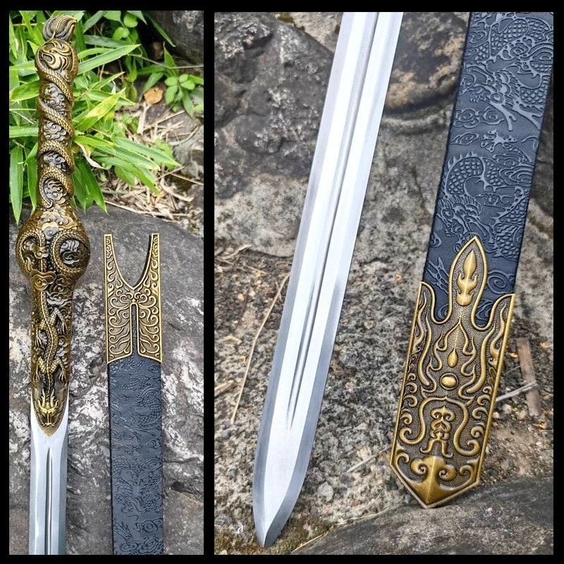百匠作】🔥游龍劍🔥龍泉刀劍高錳鋼手工一體鍛造寶劍漢劍唐劍真劍硬劍