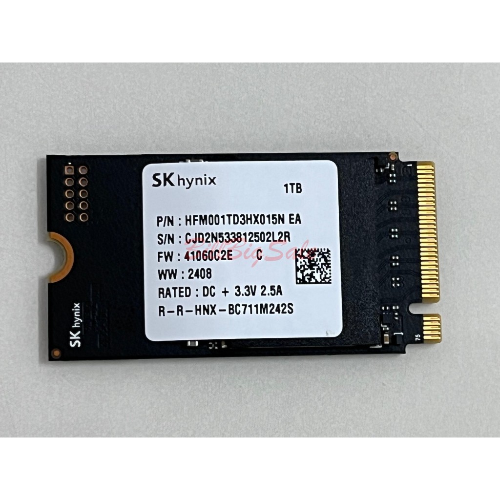 中古1TB Hynix BC711固態硬碟(M.2 Mkey 2242 NVMe SSD)PCIe Gen3x4保1