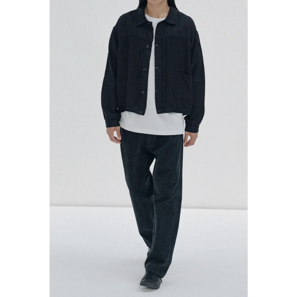 全新) KAPTAIN SUNSHINE / LINEN TRACKER JACKET 黑色38號25SS 亞麻