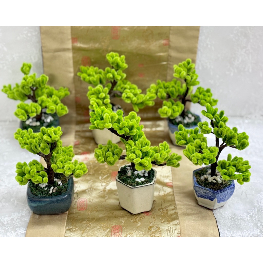 放青松 綠化小物 松柏盆栽 年節擺飾 送禮盆栽毛根扭扭棒(成品） | 蝦皮購物