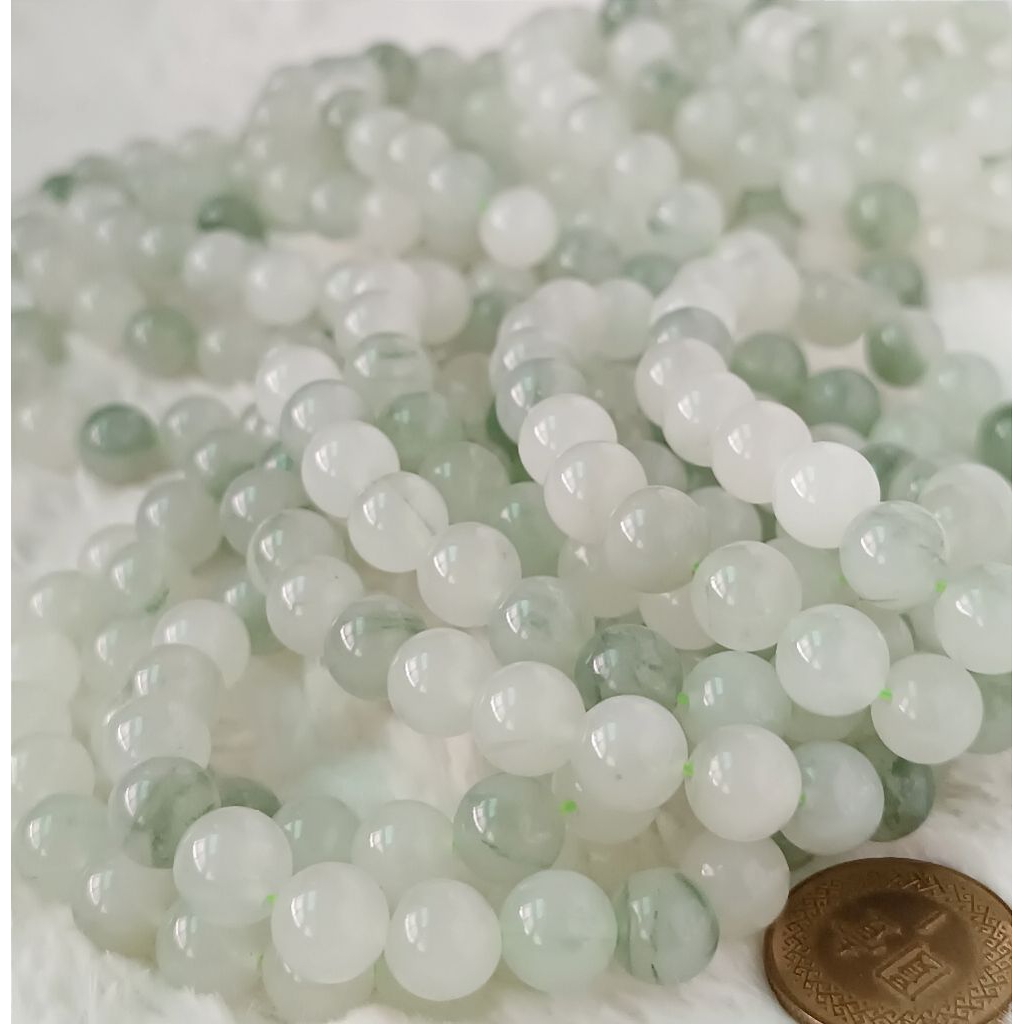 天然翠玉_佘太翠_天山翠_新疆金絲玉_豆青色_紫羅蘭太翠色_圓珠_老型珠