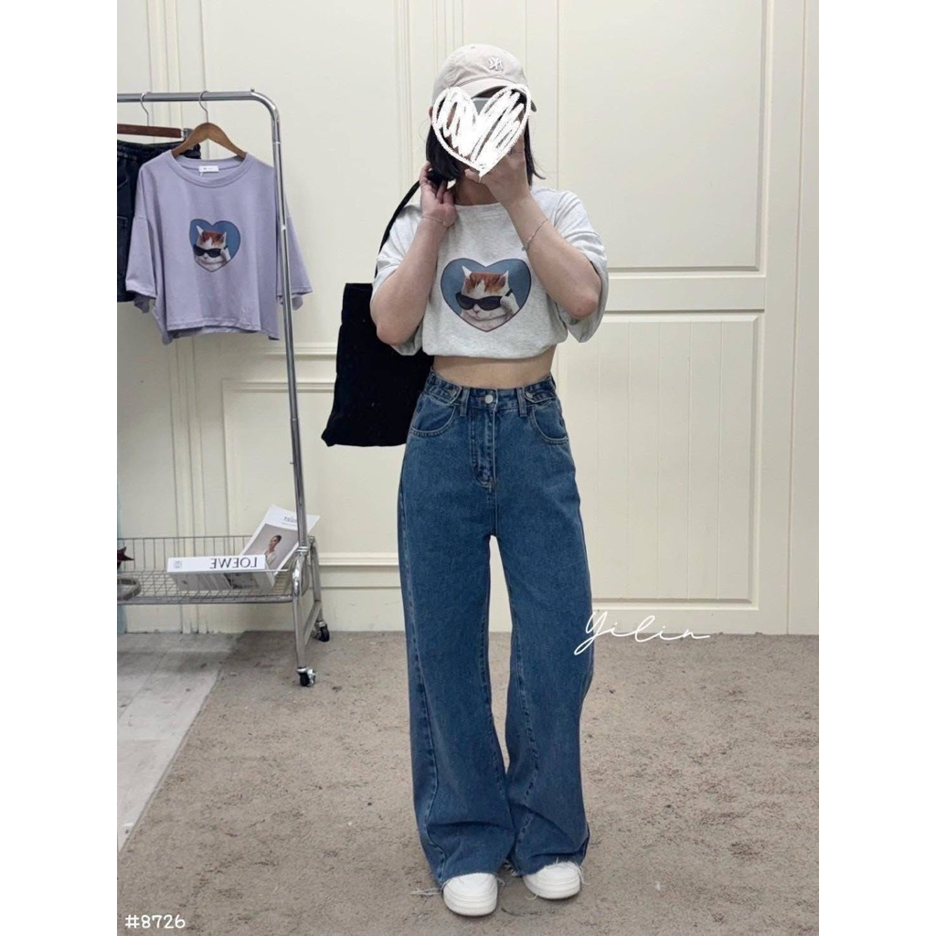 韓國設計♥#完美顯腿長闊腿牛仔寬褲♥ | 蝦皮購物