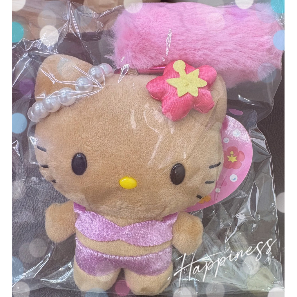 長腿hello kitty玩偶吊飾 白色波點洋裝黑皮
