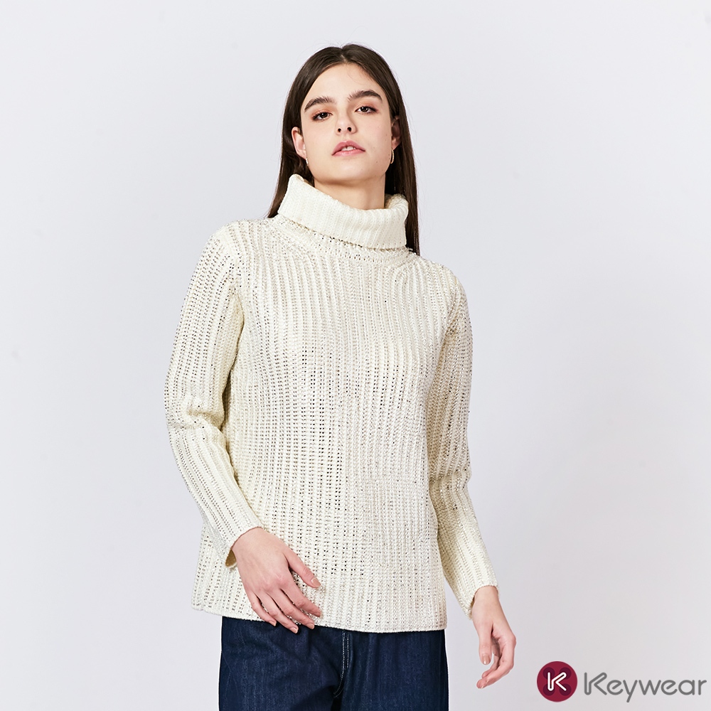 【KeyWear 奇威名品】典雅風高領金蔥針織上衣(共2色) | 蝦皮購物