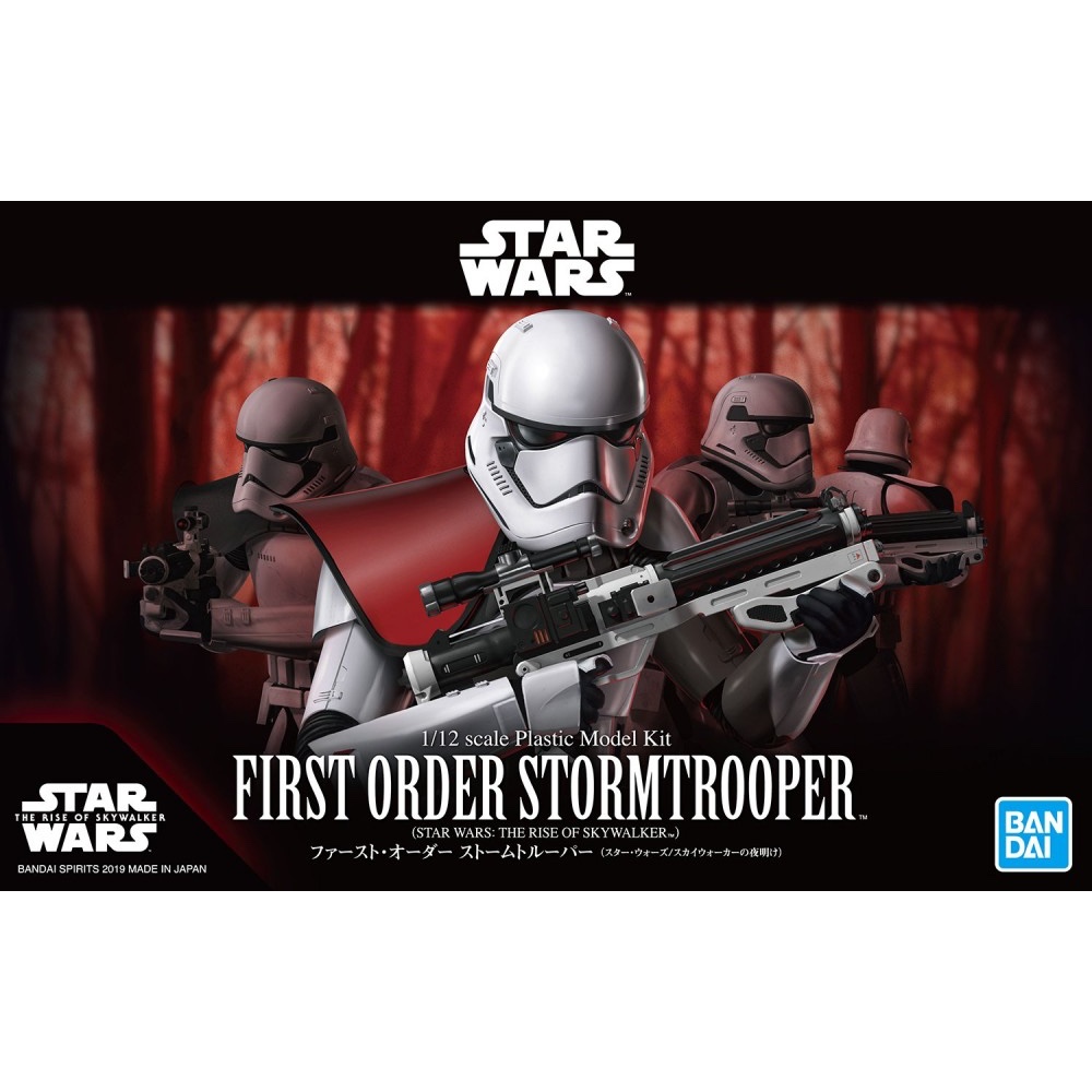 Bandai Hobby Star Wars 1/12 First Order Stormtrooper Model Kit - Gloss Finish, Includes Blaster & Shield
