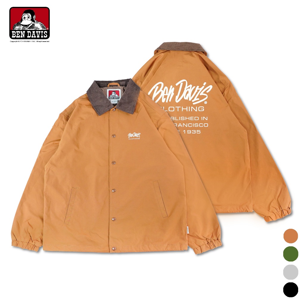 【Brand T】BEN DAVIS SCRIPT COACHES 燈心龍領口 底部伸縮收繩 教練外套 外套 4色 | 蝦皮購物