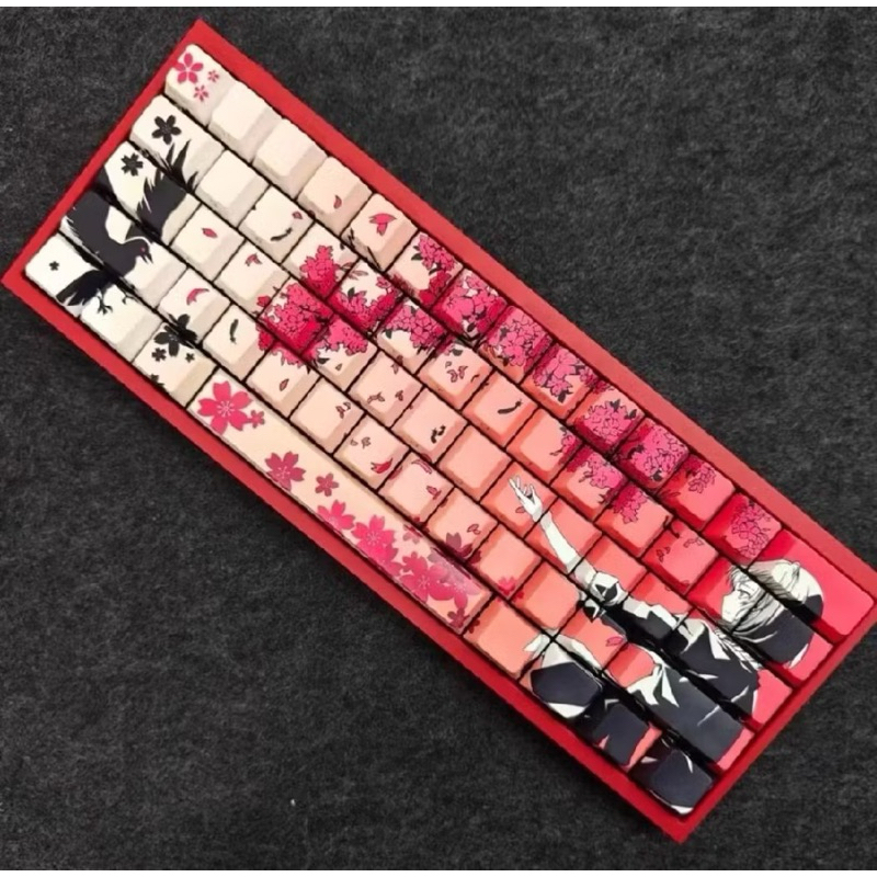 瑪奇瑪側刻鍵帽PBT 原廠透光五面熱昇華Raven Sakura鍵帽atk68