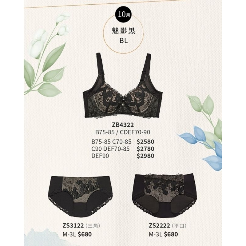 💥免運💥 華歌爾摩奇大V美背四排三鈎ZB4322 B~F罩三角款ZS3122